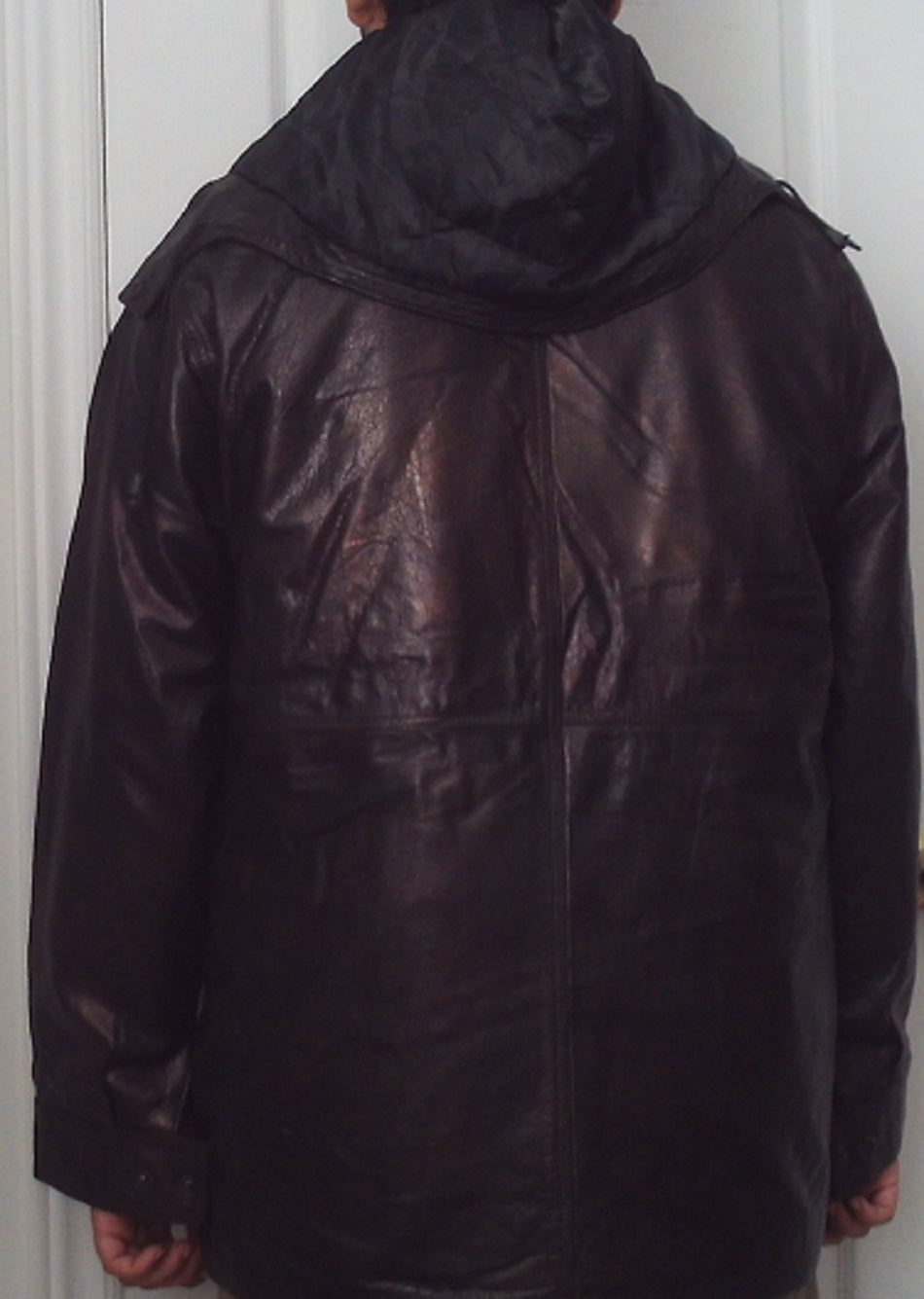 Brown Copper Hoodie Leather Jacket