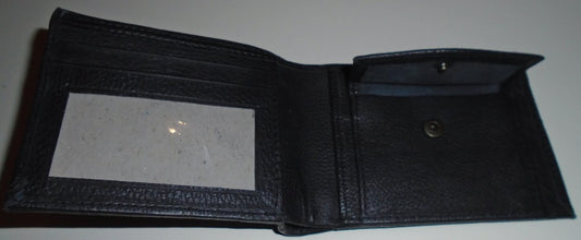 Black Leather Grain Design Wallet with ID slot