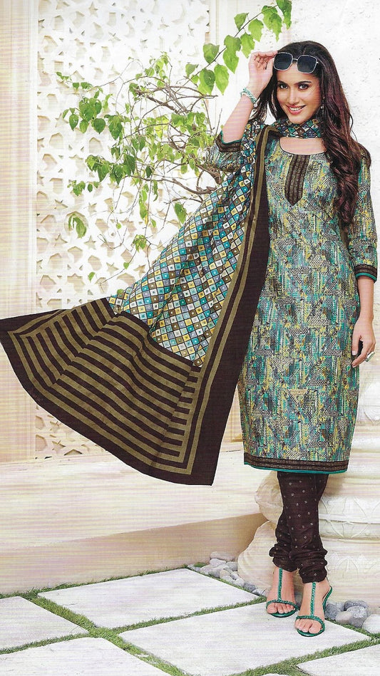 Blue Green Design and Black Salwar Suit