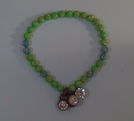 Green Design with Crystal Charmer Bracelet