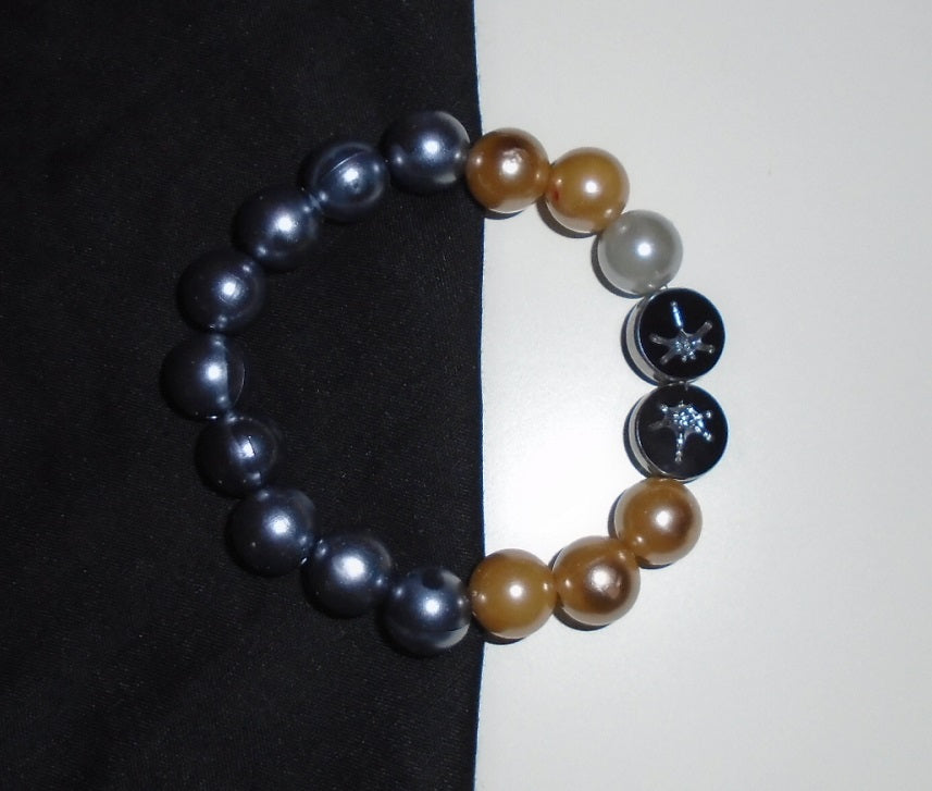 Grey Golden and Metal Design Bracelet