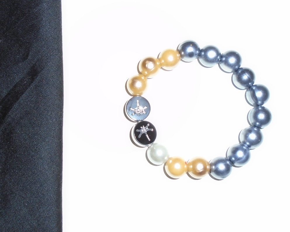 Grey Golden and Metal Design Bracelet