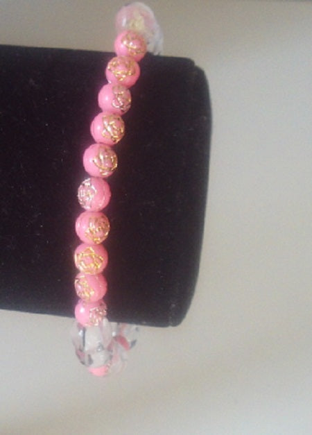 Pink and Clear Beads Bracelet