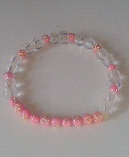 Pink and Clear Beads Bracelet