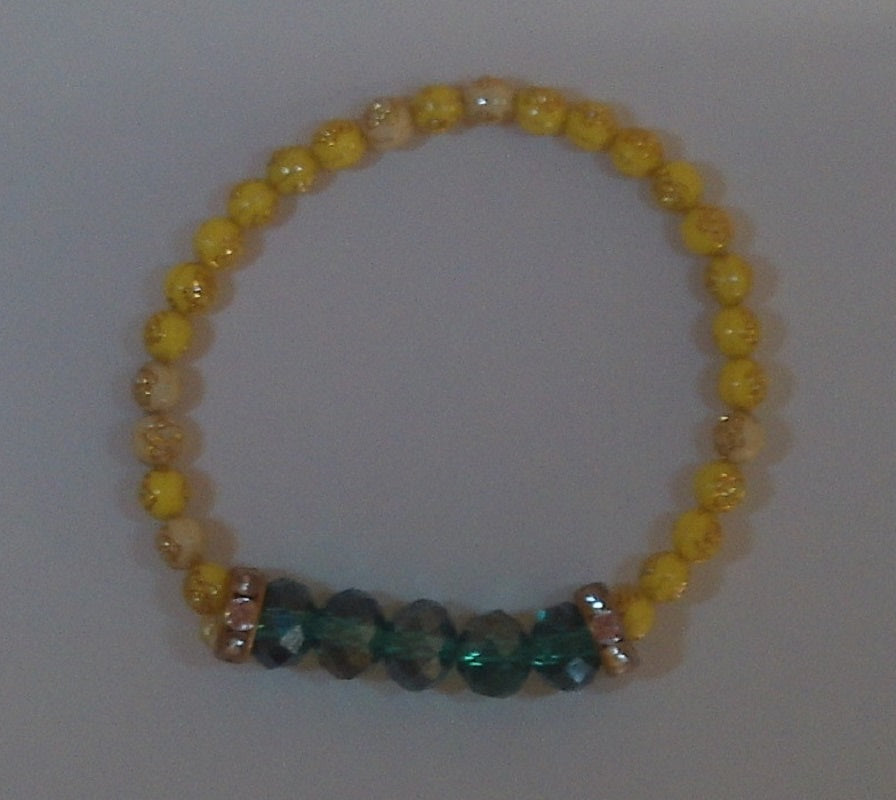 Yellow and Green Crystal Design Bracelet