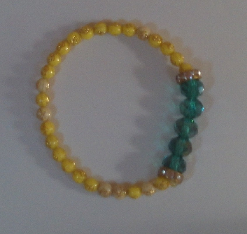 Yellow and Green Crystal Design Bracelet