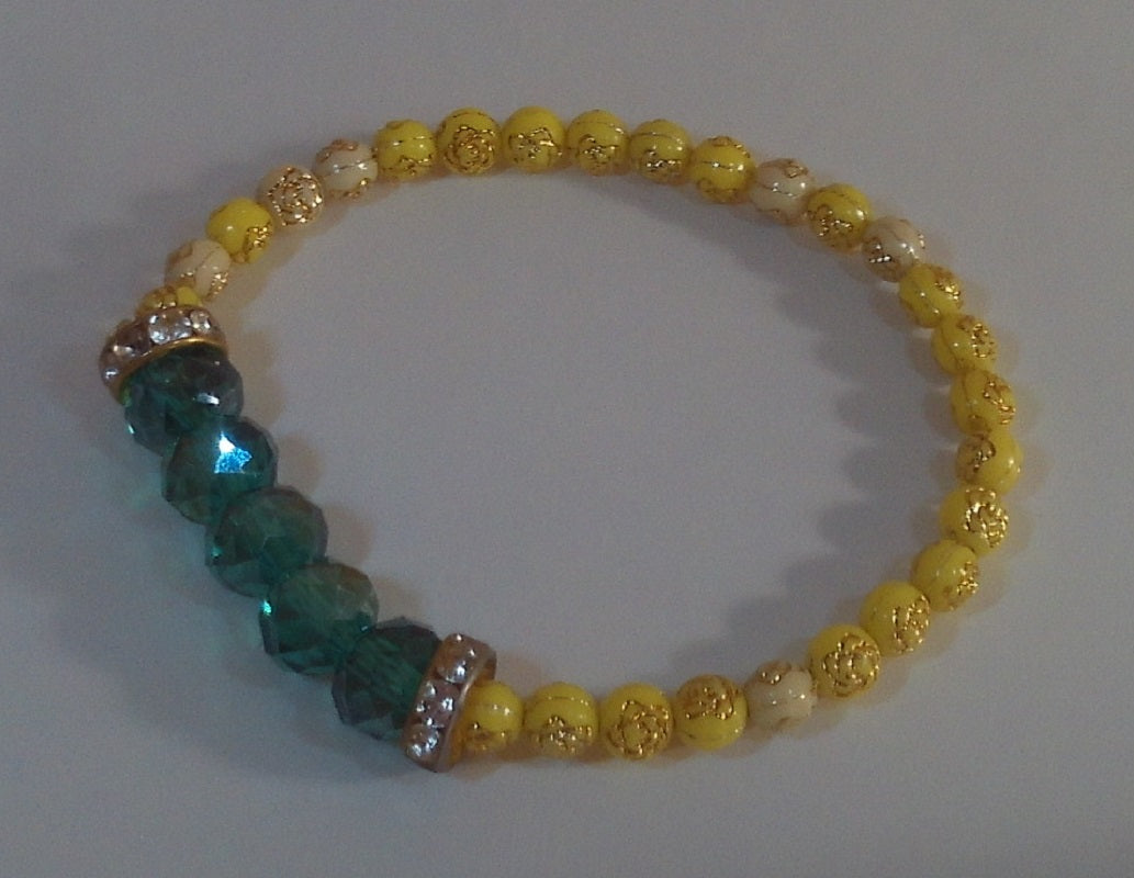 Yellow and Green Crystal Design Bracelet