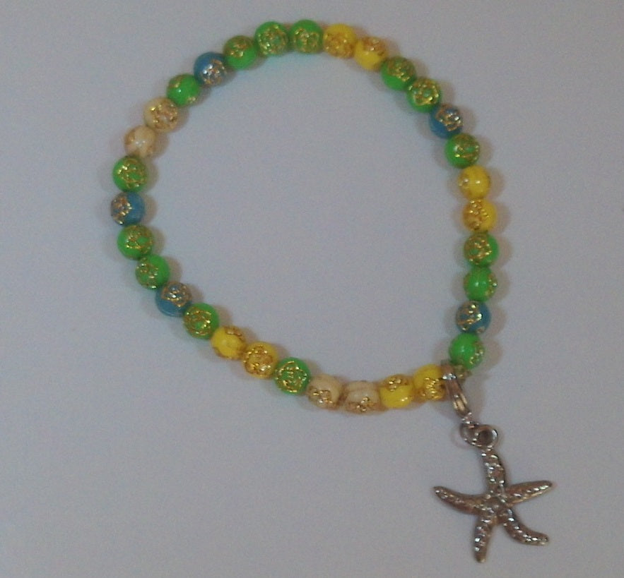 Yellow and Green Small Beads Bracelet