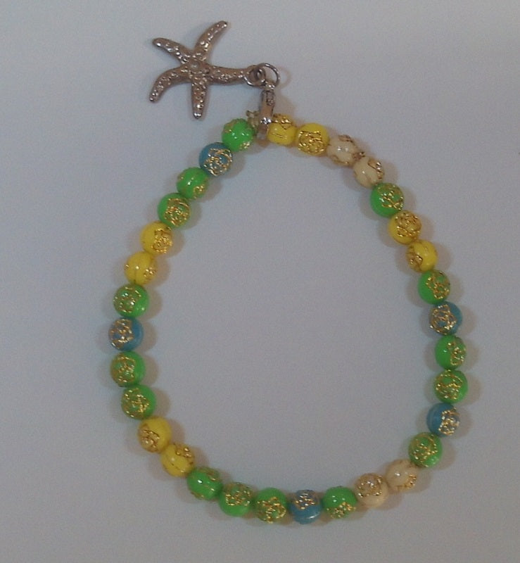 Yellow and Green Small Beads Bracelet