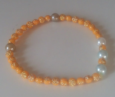 Yellow and White Beads Design Bracelet