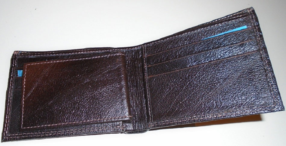 Brown Leather Grain Design Wallet with ID Flap