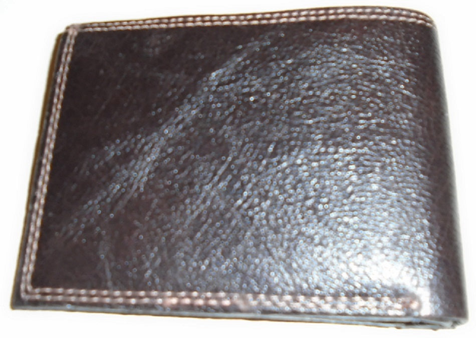 Brown Leather Grain Design Wallet with ID Flap