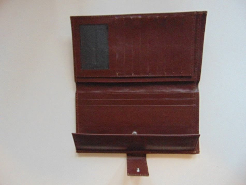 Brown Plain leather Long Wallet