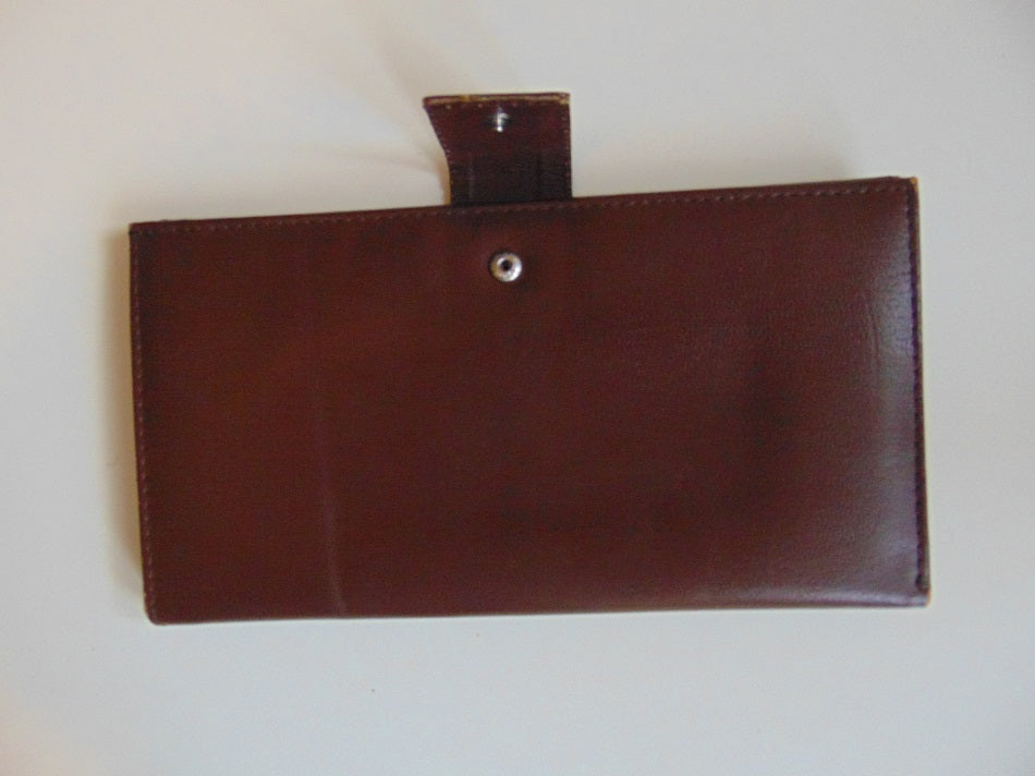 Brown Plain leather Long Wallet