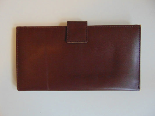 Brown Plain leather Long Wallet