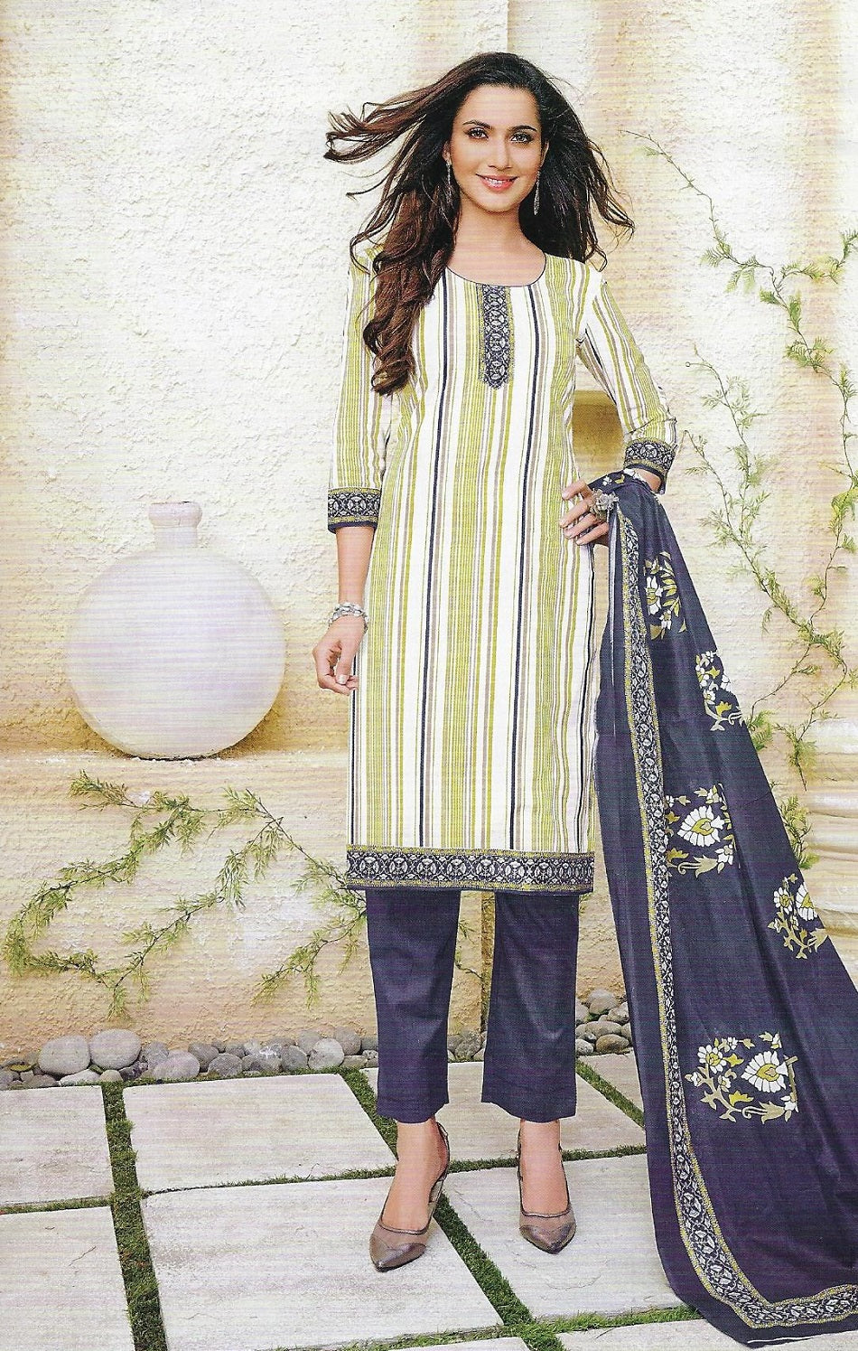 Green Stripes and Black Salwar Suit