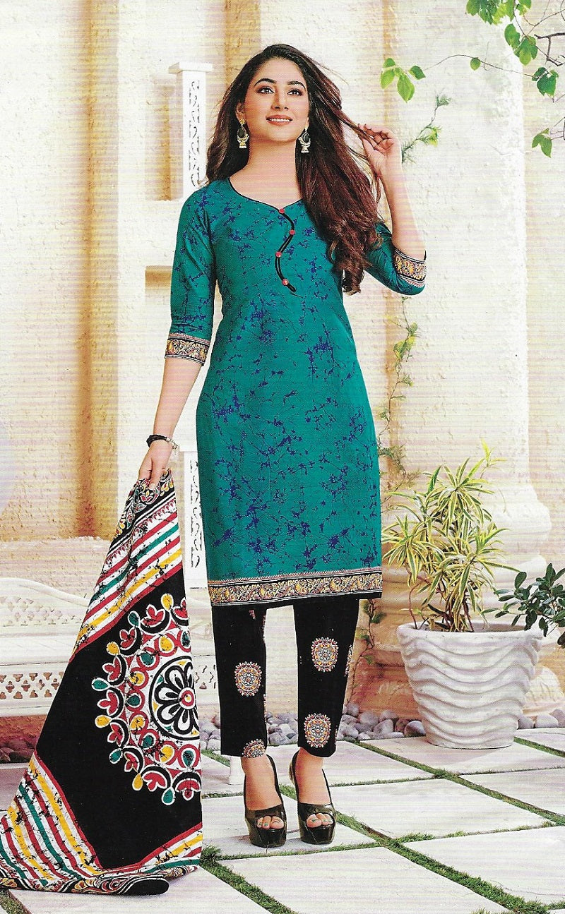 Green and Black Design Salwar Suit