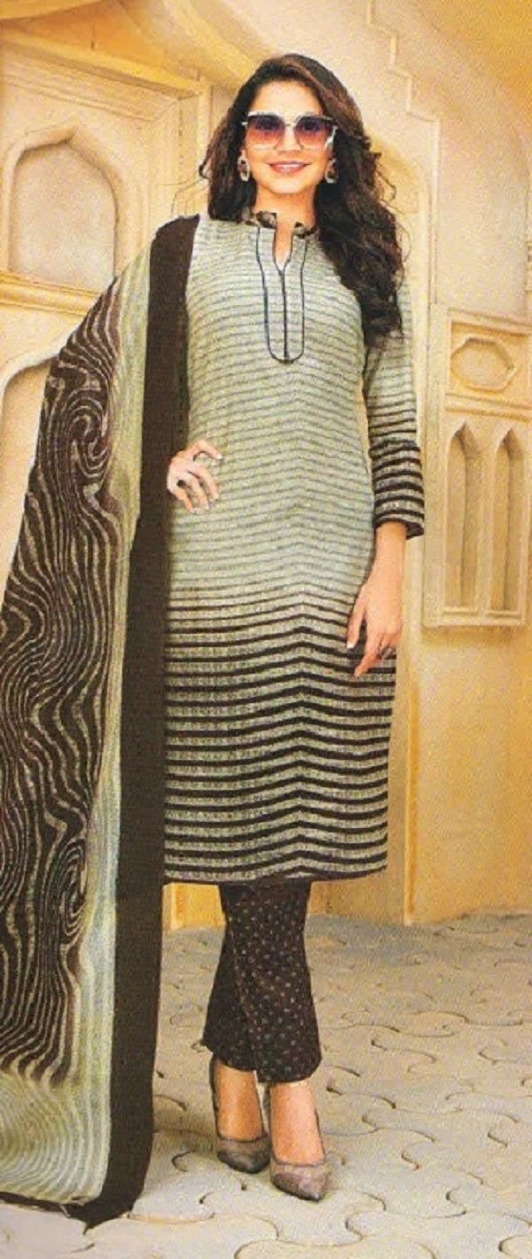 Grey and Black Stripes Salwar Suit