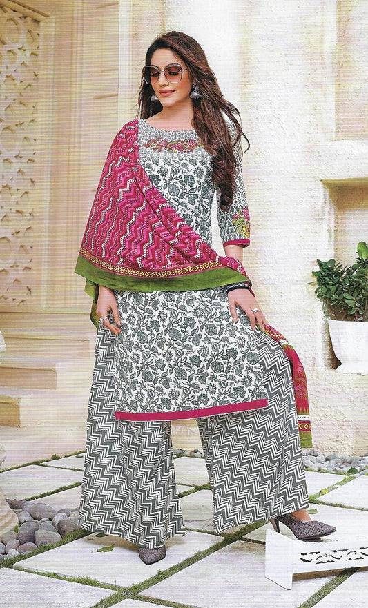 Grey and Red Salwar Suit