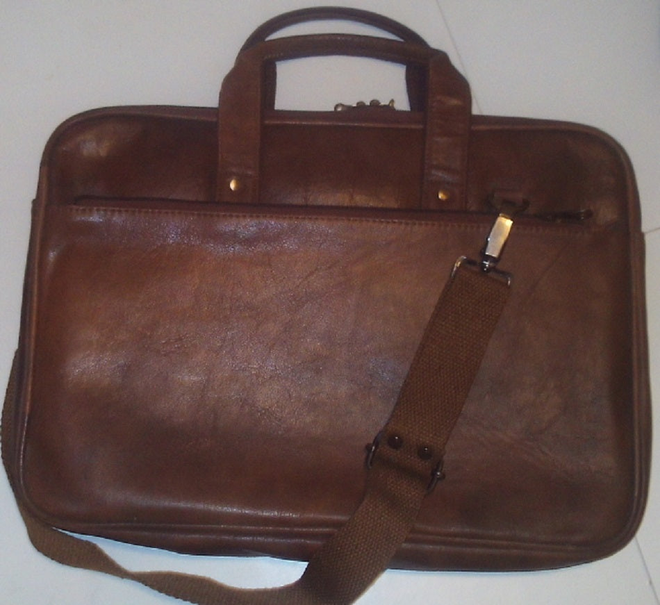 Hand Bag Leather for Laptop Brown