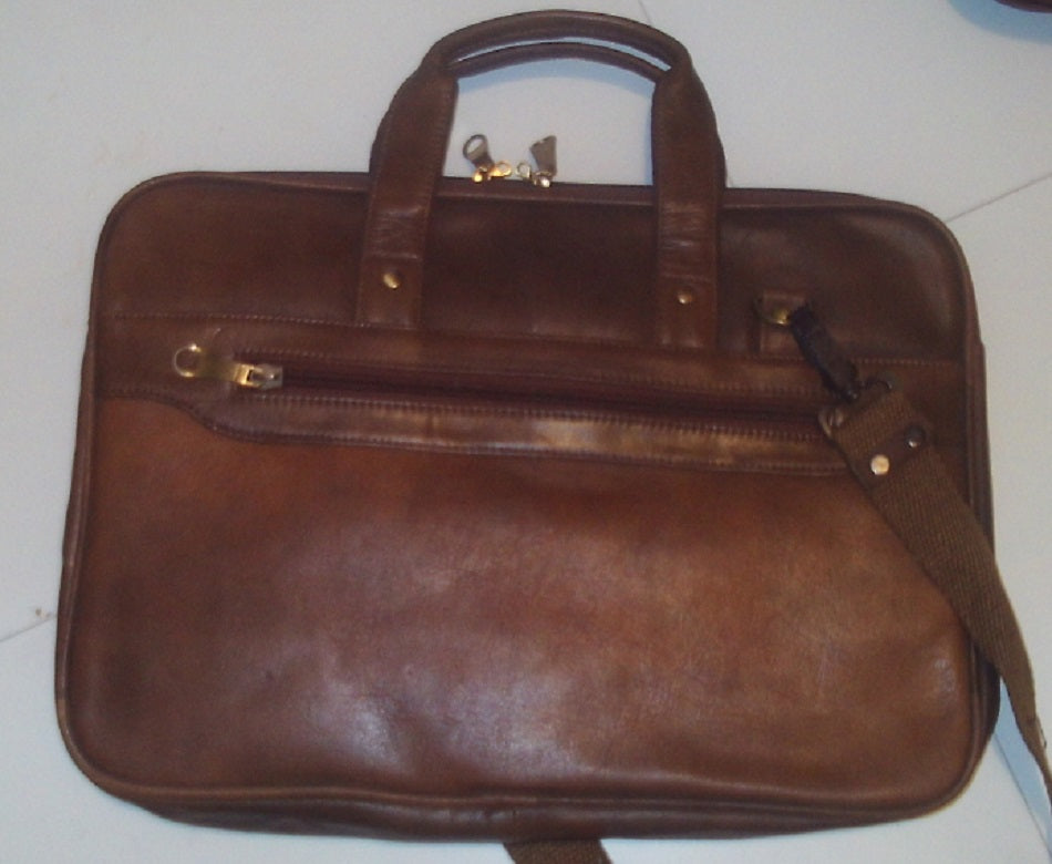 Hand Bag Leather for Laptop Brown