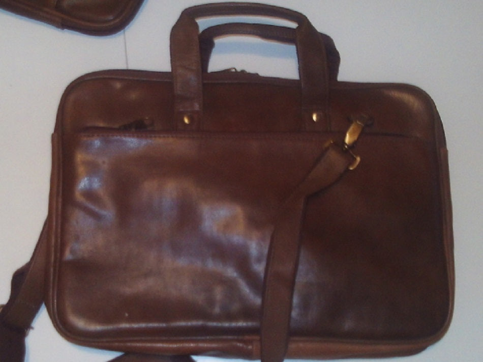 Hand Bag Leather for Laptop Brown