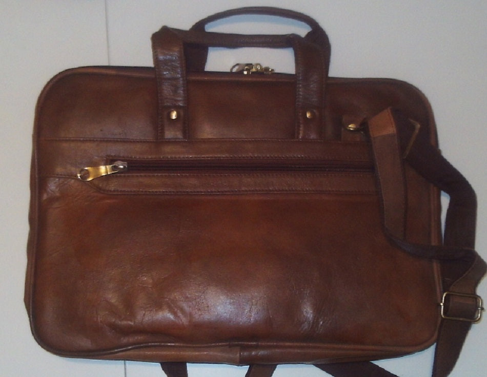 Hand Bag Leather for Laptop Brown