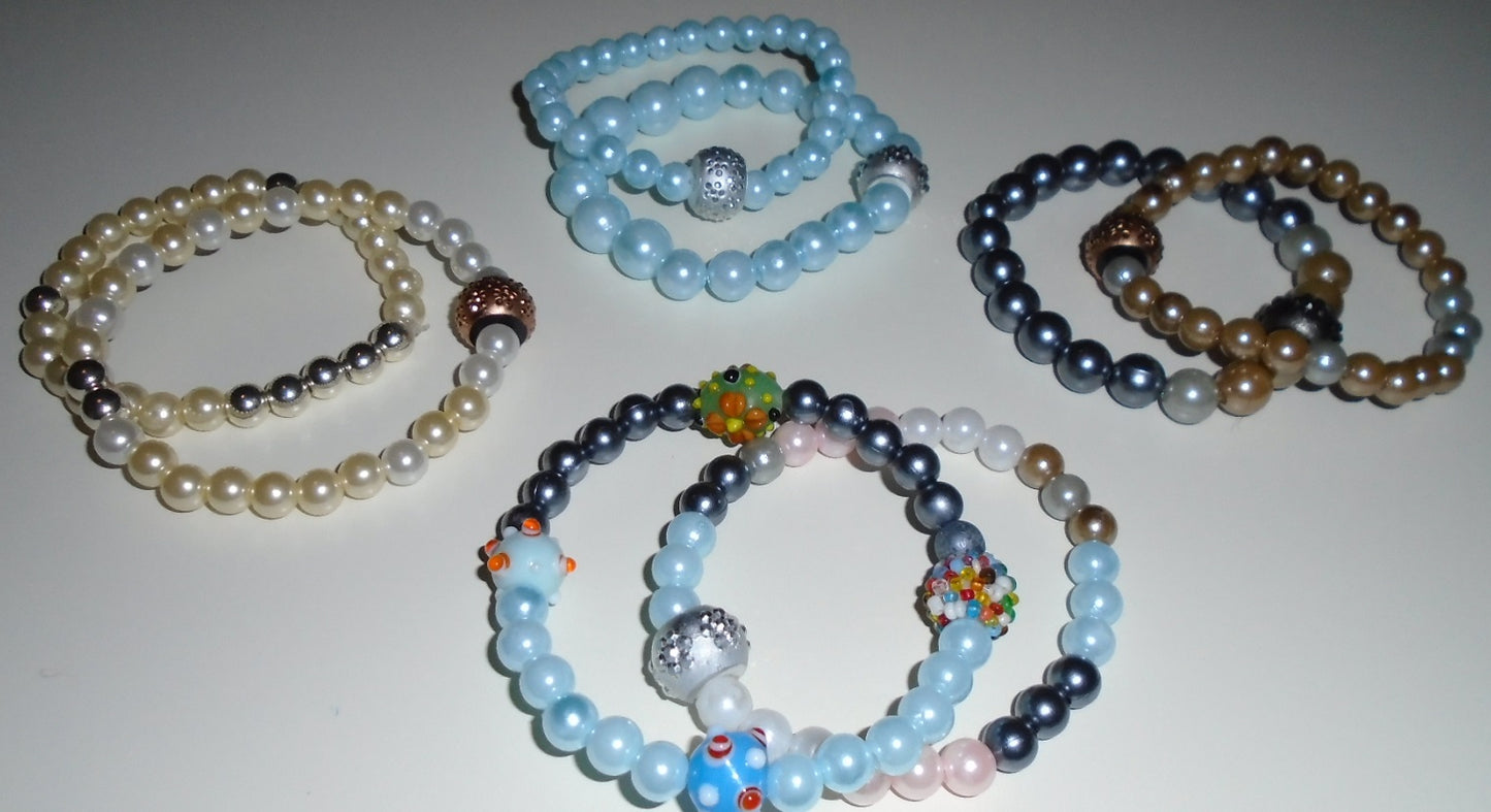 Blue Grey Golden Bracelet Set