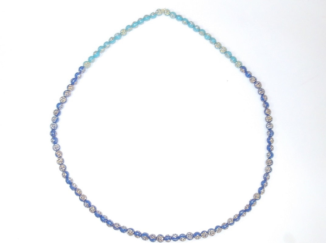 Blue Small Bead Necklace Bracelet Set