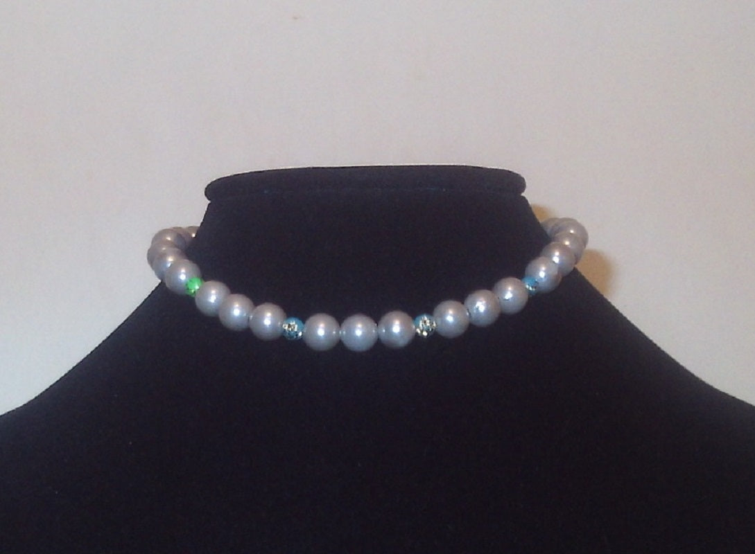 Grey and Green Beads Design Necklace