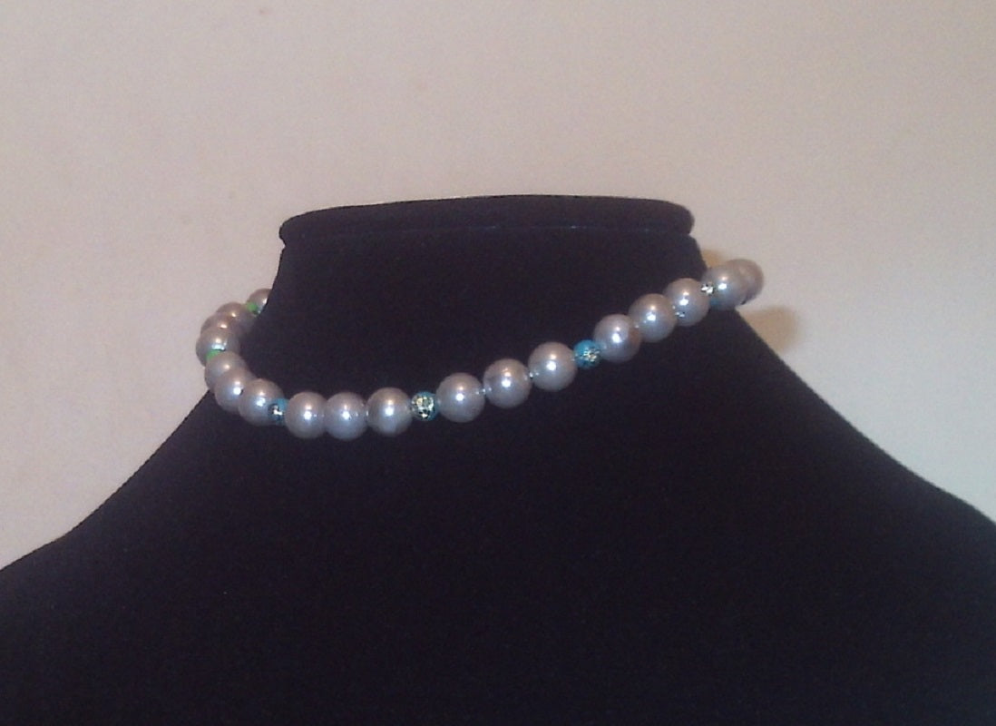 Grey and Green Beads Design Necklace