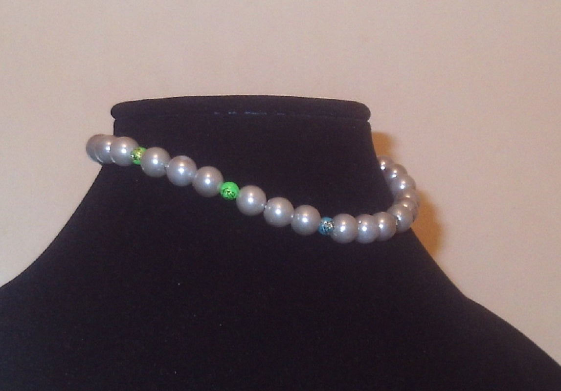 Grey and Green Beads Design Necklace