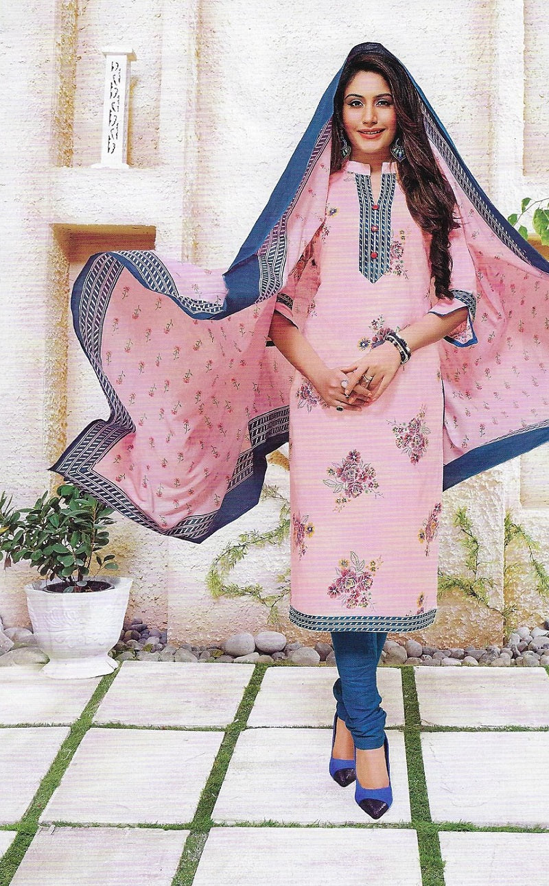 Pink and Blue Salwar Suit