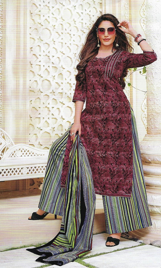 Red and Black Salwar Suit