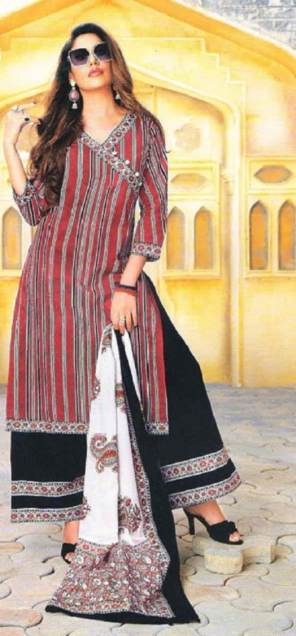 Red and Black Stripes Salwar Suit