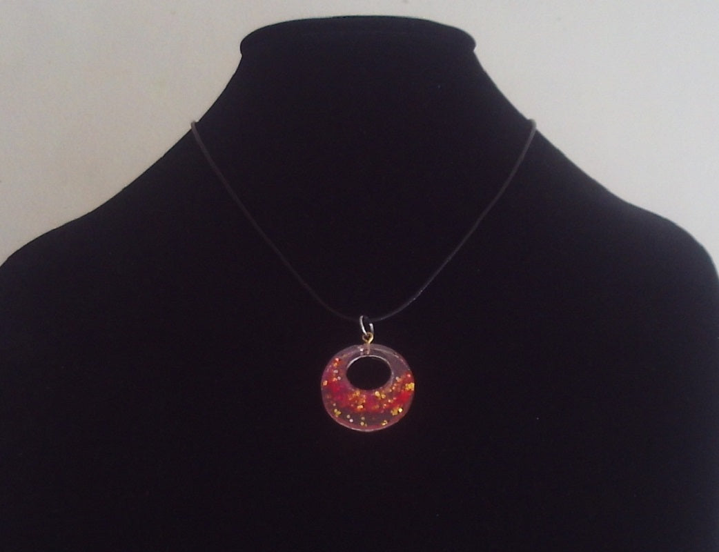 Pink and Gold Resin Moon Design Necklace