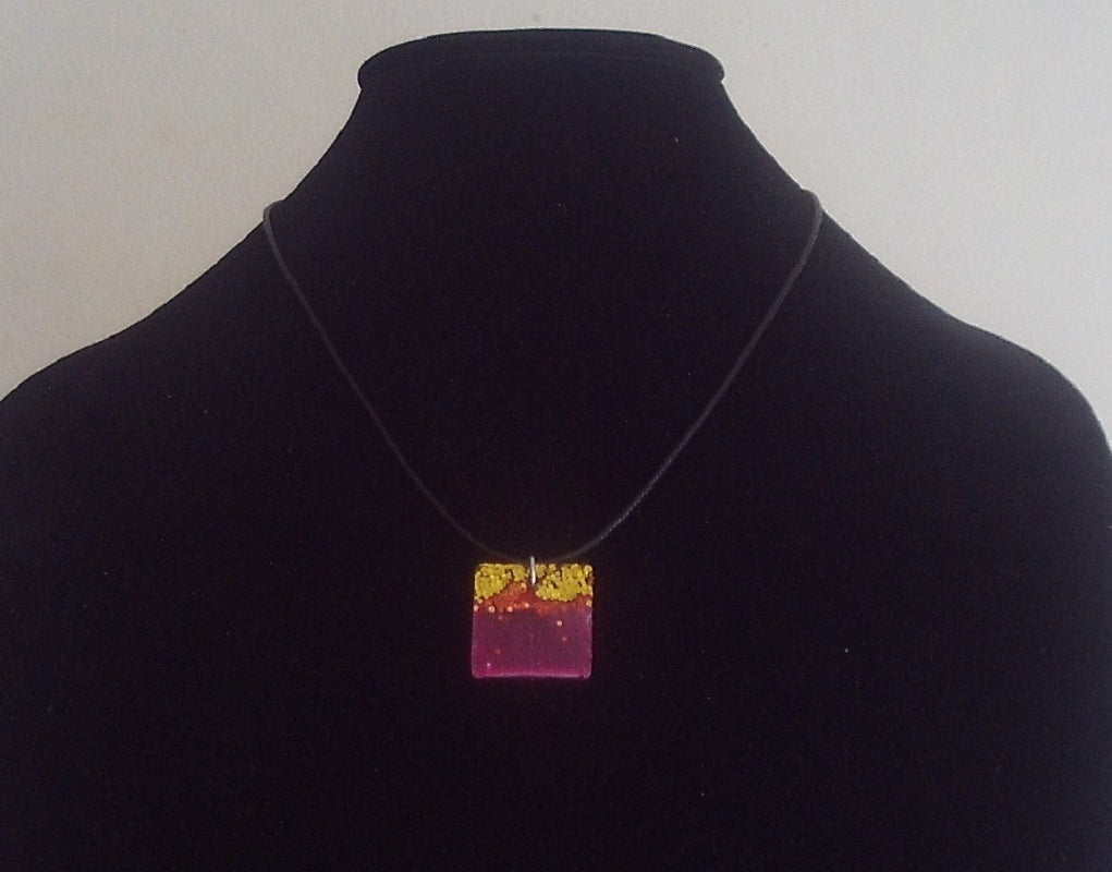 Pink and Gold Square Resin Design Necklace