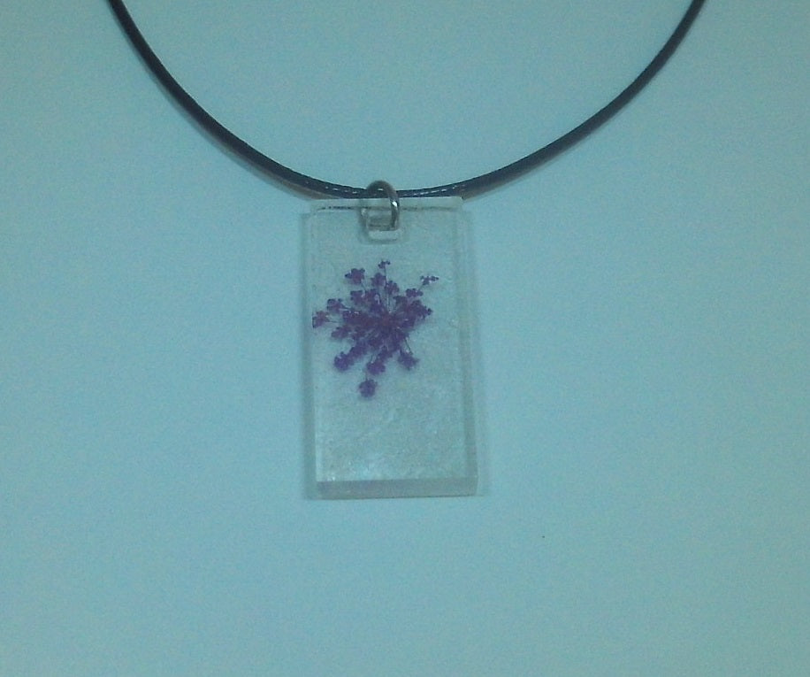 Violet Flower Design Resin Necklace