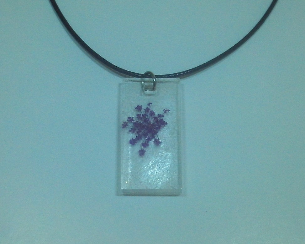 Violet Flower Design Resin Necklace