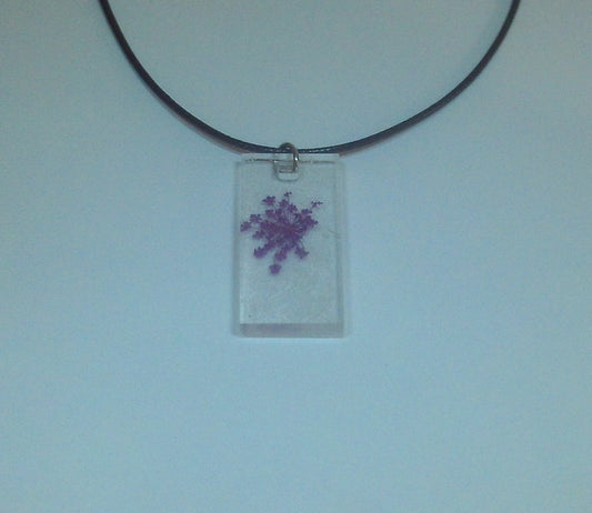 Violet Flower Design Resin Necklace