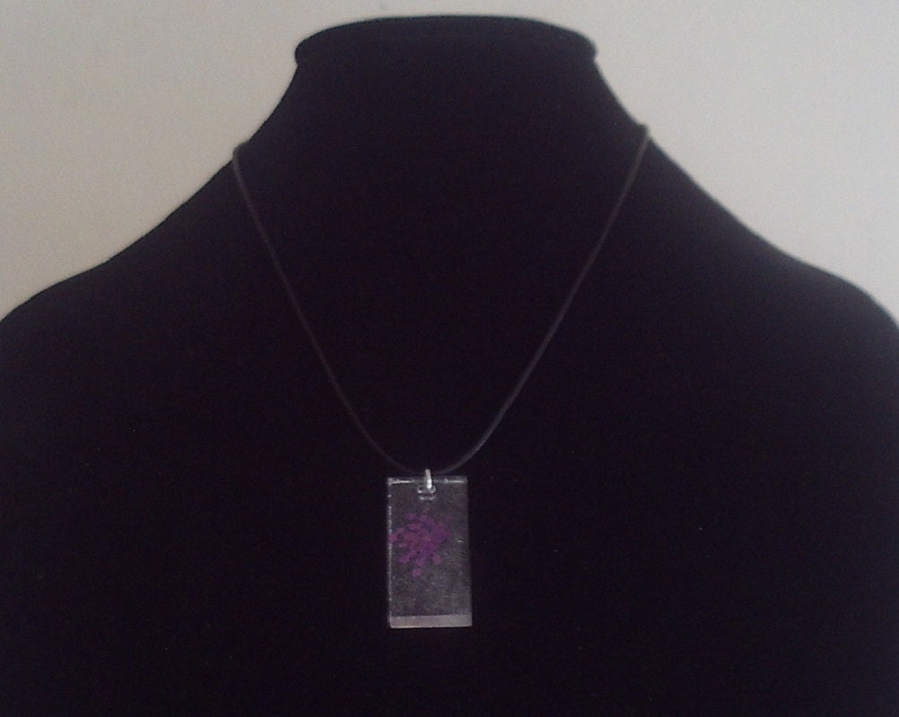 Violet Flower Design Resin Necklace