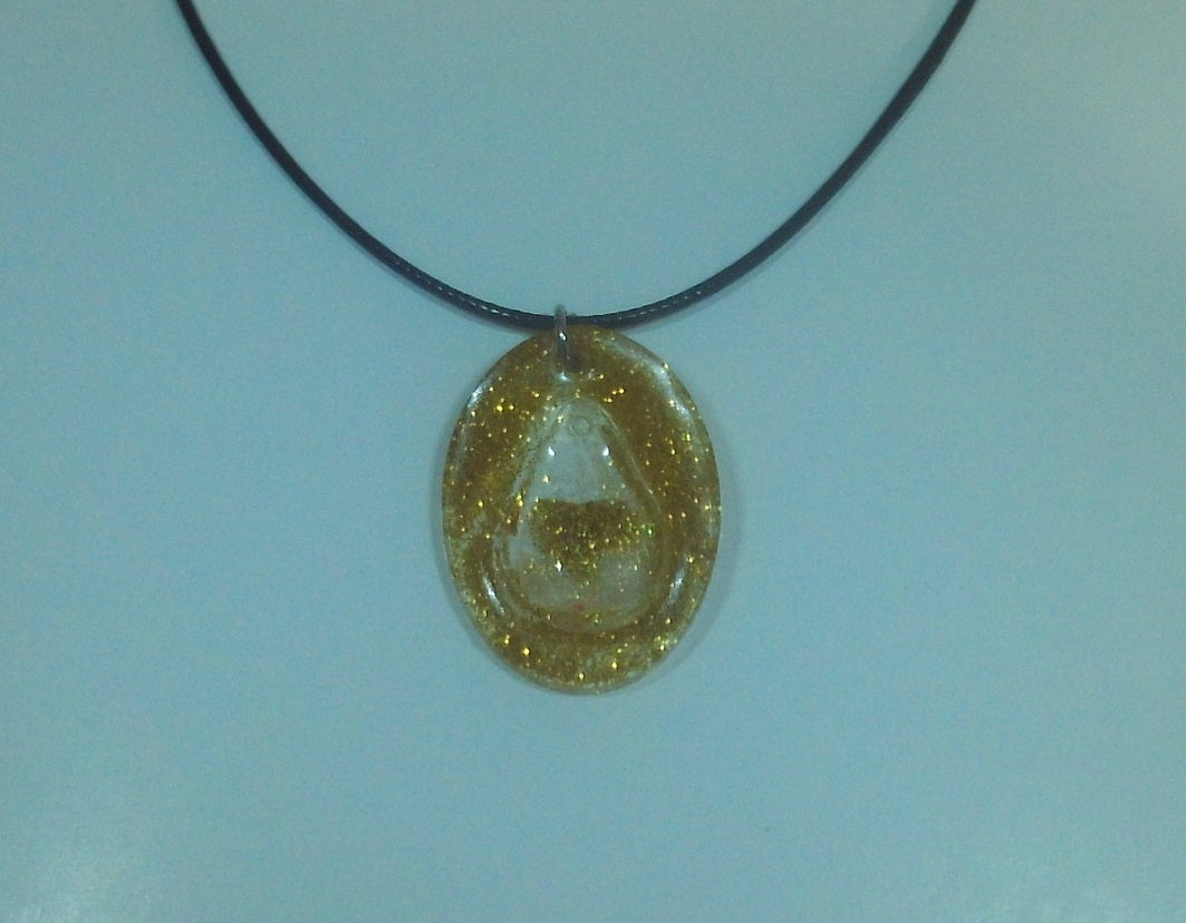 Yellow and Gold Design Resin Necklace