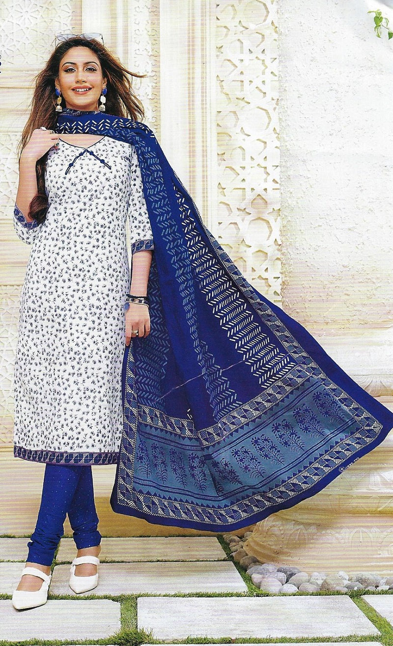 White and Blue Salwar Suit