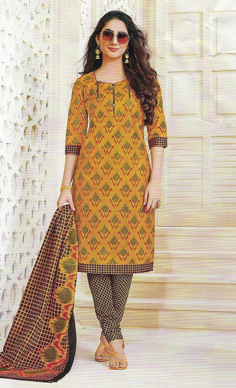 Yellow and Black Design Salwar Suit