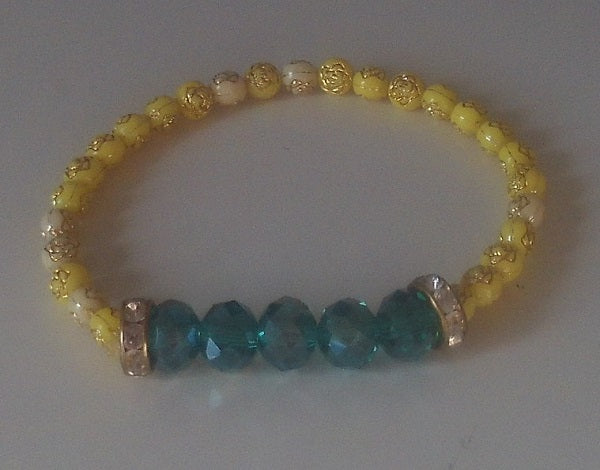 Yellow and Green Crystal Design Bracelet