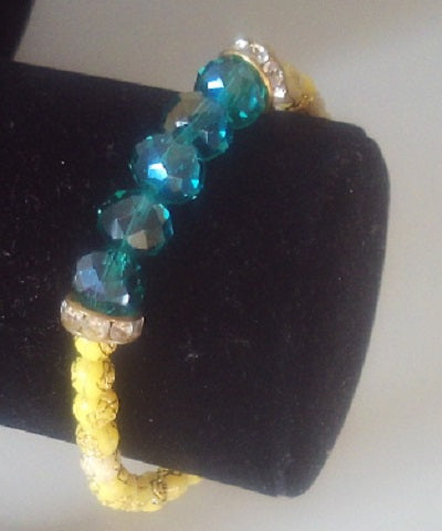 Yellow and Green Crystal Design Bracelet